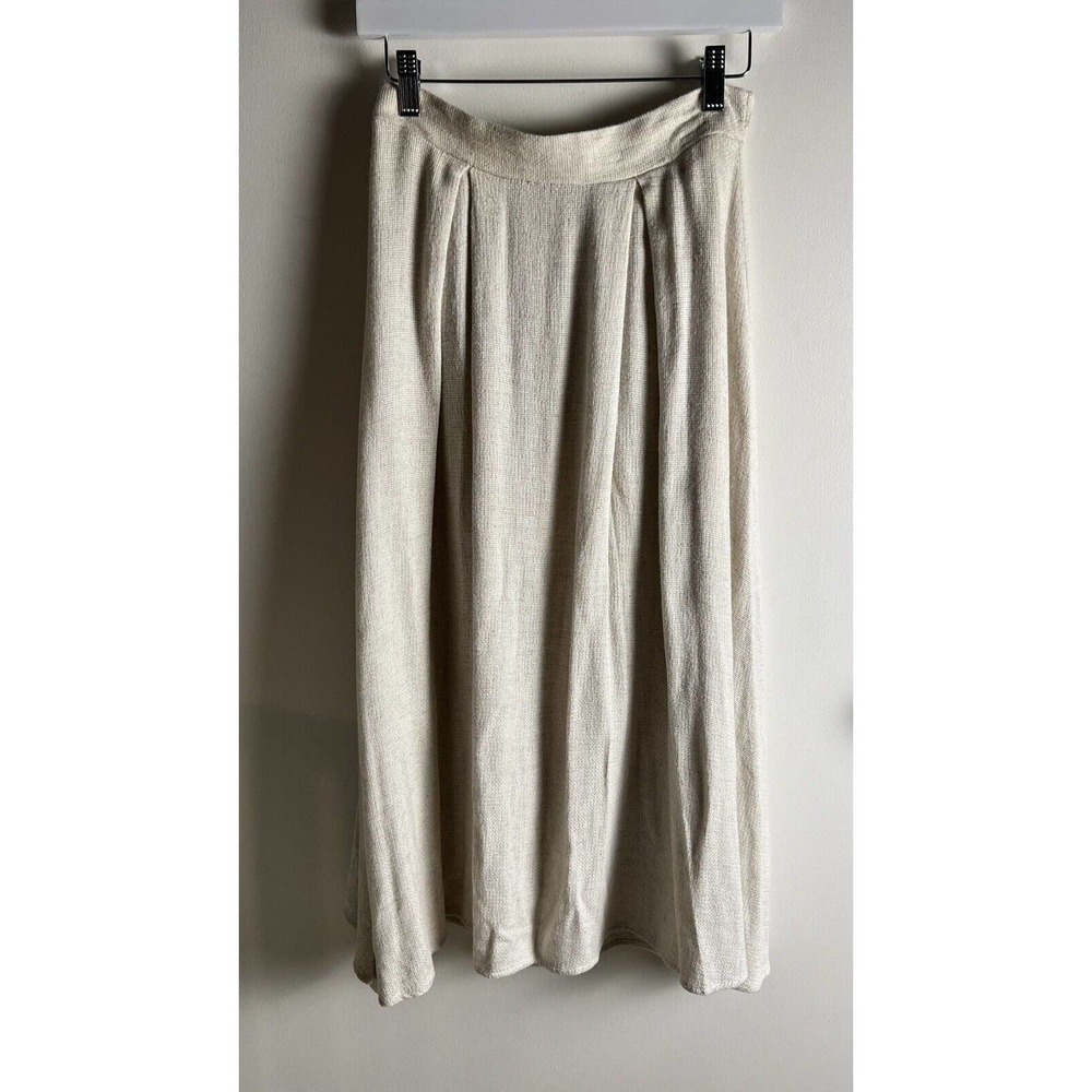 Vintage Fine Line New York Womens Pull On Beige Flax Blend Maxi Skirt Sz M